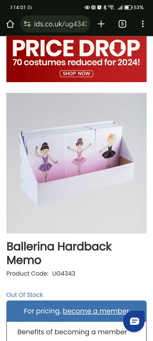 Ballerina hardback note pad